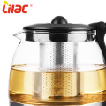 Lilac transparent glass tea pot with stainless infuser